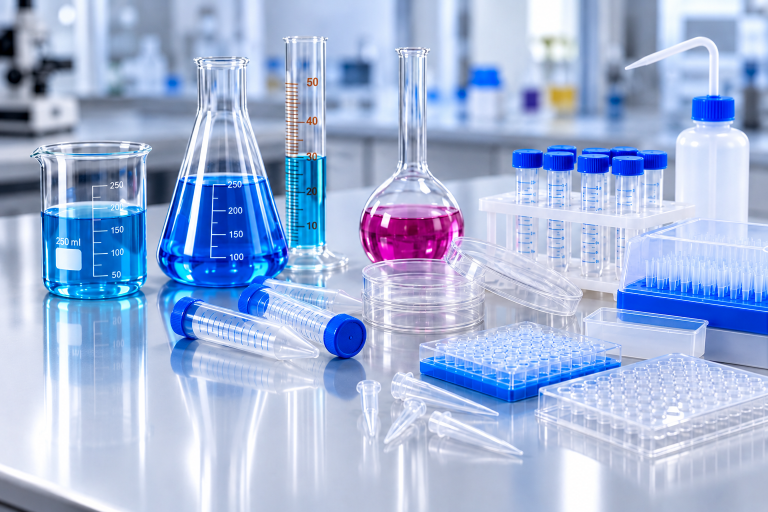 Colorful Laboratory Glassware and Plasticware